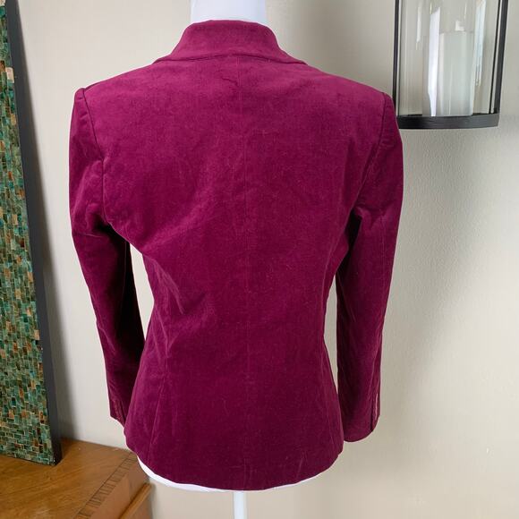 Vintage Rafaella Size 8 Velvet Blazer Jacket Berry Wine Button Work Holiday - Picture 8 of 10
